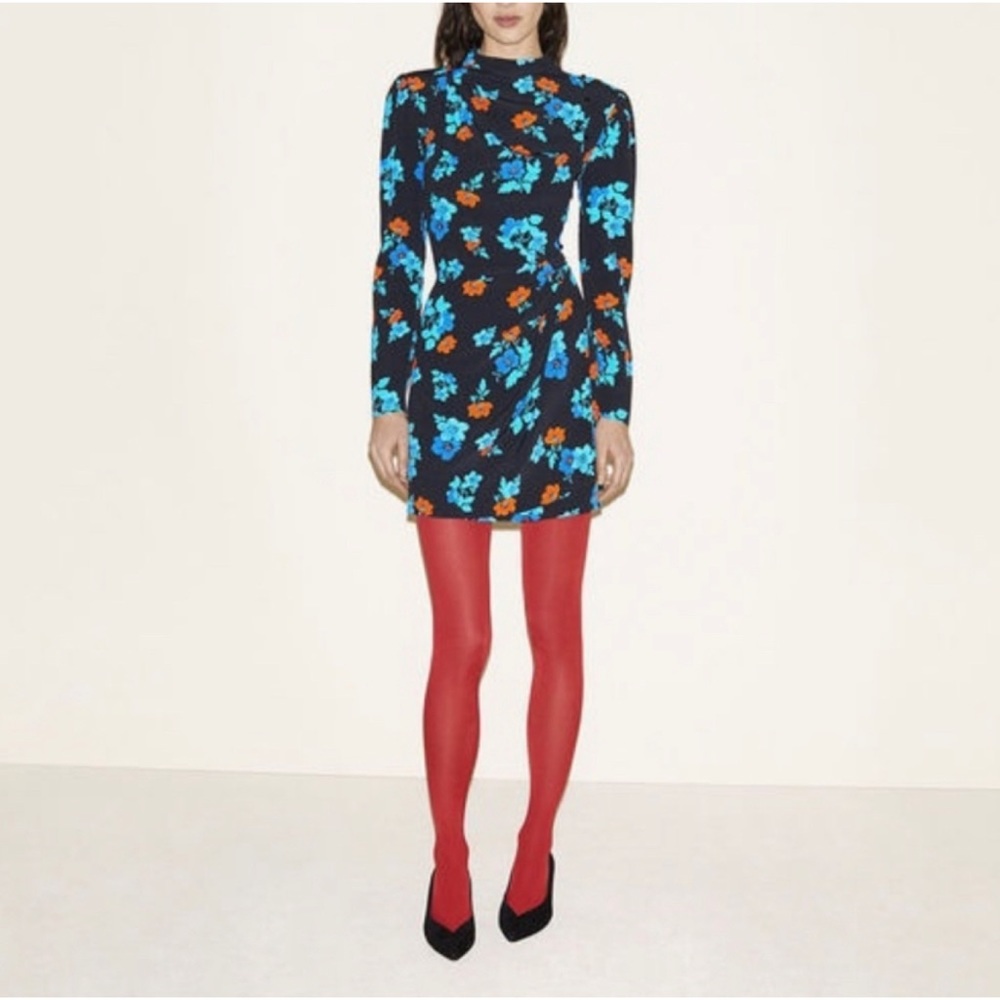RARE MAJE Ripita Ruched Floral Long Sleeve Dress - Picture 3 of 16